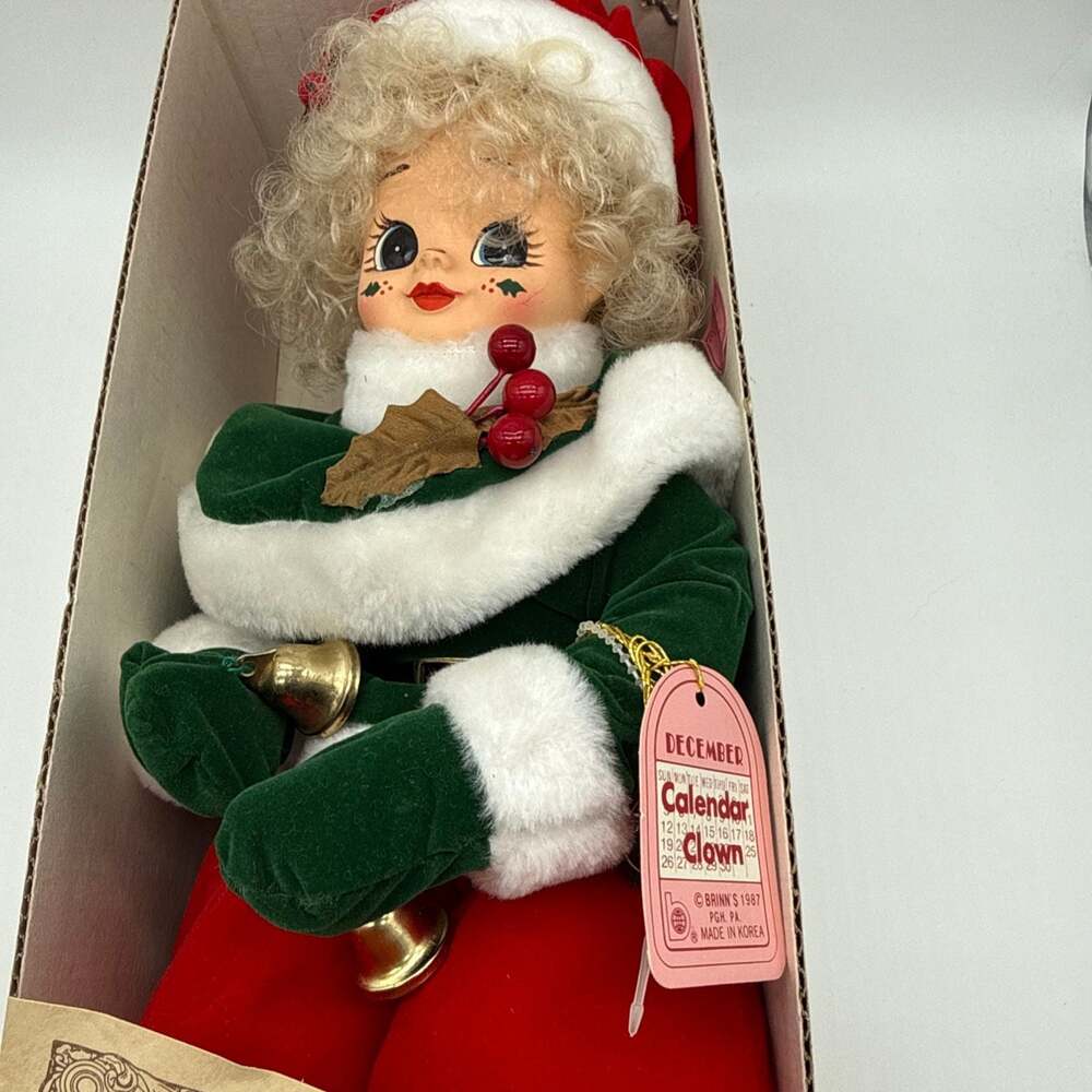 Brinn's 1987 December Calendar Clown Collectible Edition Doll with Box & COA